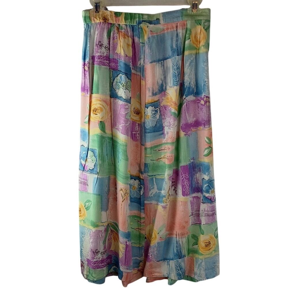 ALFRED DUNNER Women's Maxi Skirt Large Polyester Colorful Summer Business Casual - Picture 2 of 3